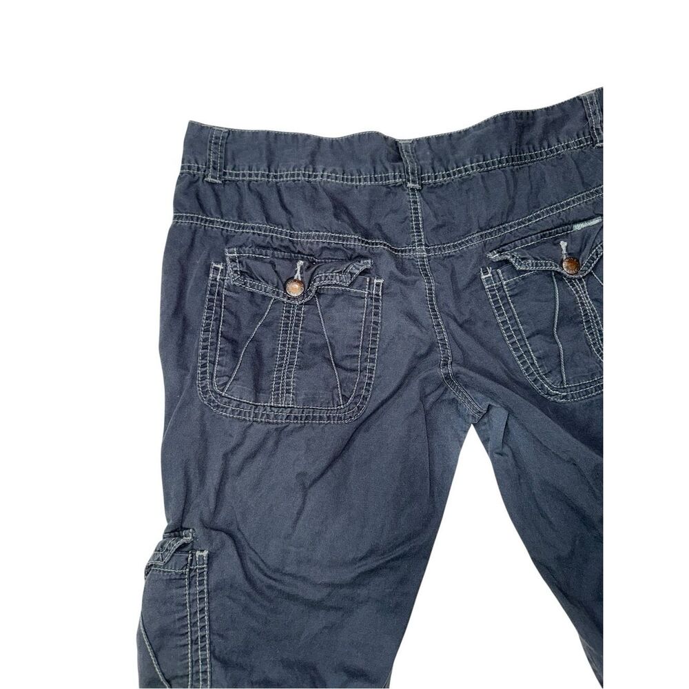 UNIONBAY Solid Navy Blue Cropped Capri Cargo Pants Pockets Drawstring - Picture 8 of 15